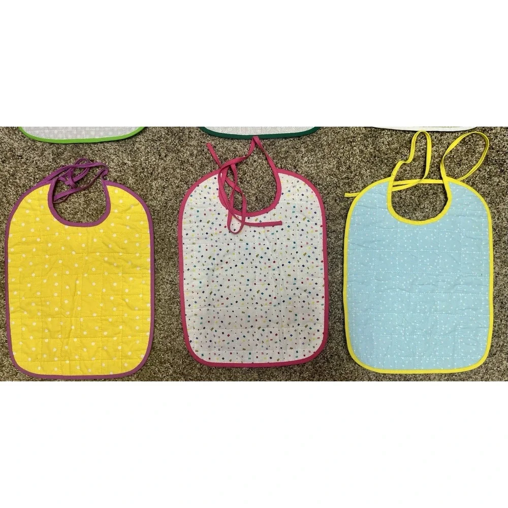 Lot Of 6 Quilted Handmade Bibs Girly Theme Large Size‎ 12